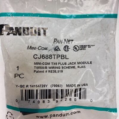Panduit CJ688TPBL Mini-Com  TX6  PLUS TP Style UTP Jack Module, Black