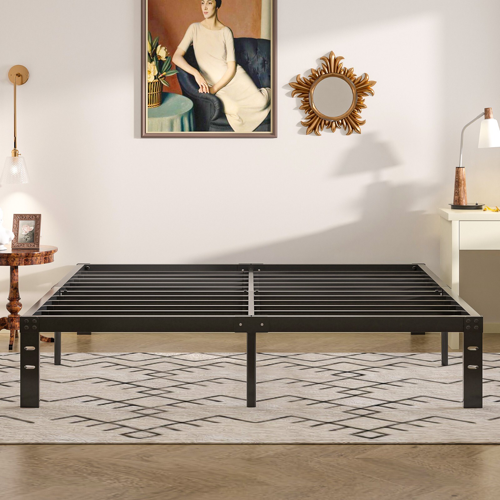 Vecelo 14/16/18" Twin Queen King Size Bed Frame Metal Platform Heavy Duty Slat