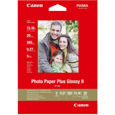 20 Blatt Photo Paper Plus Glossy II 265g/qm Canon PP-201 / 2311B018 - 13x18cm