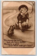 Humphreys Signed Artist Postcard Boy And Dog Tis Sweet To Love 1909 Antique