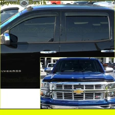 2014-2015 Chevy Silverado 1500 SMOKE 4 Door Vent Visors Rain Guards+Bug Shield