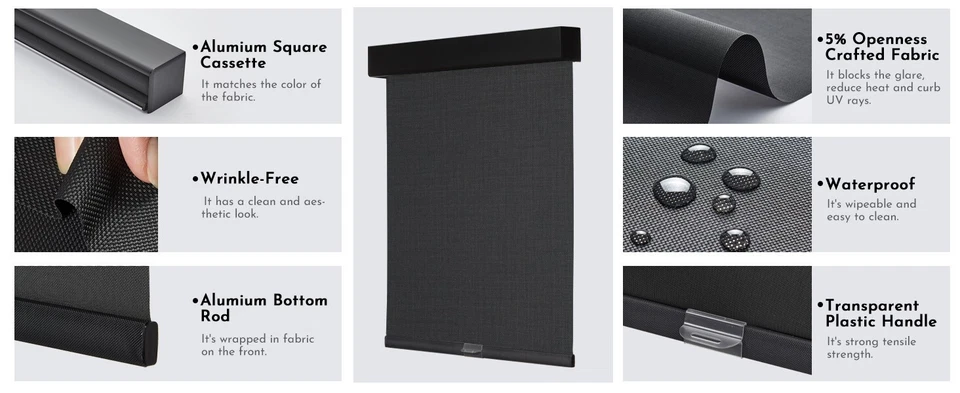 Liquidación Negro Personalizado 5% Apertura Free-Stop Protección UV Pantallas Solares Foto 4 de 4