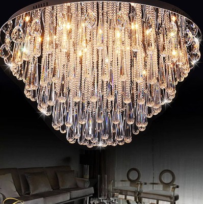Led Crystal Chandelier Fixtures Foyer Bedroom Flush Mounted Light