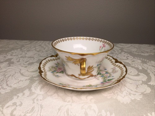 HAVILAND LIMOGES 434E SCHLEIGER Double Gold DEMITASSE CUP + SAUCER Antique 22092 - Picture 4 of 10