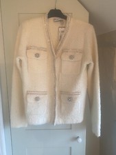 Self-portrait Crystal & Pearl Embellished Jacket In Ivory Size M