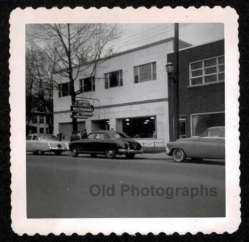 CARS CITY STREET RESTAURANT NEON SIGN OLD/VINTAGE PHOTO SNAPSHOT- C959