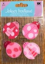 Jolees Stitched Cute Lady Bugs Red Pink Ladybugs Spring Time Scrapbook Stickers