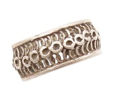 925 Sterling Silver Vintage Ring ISRAEL Dark Tone Designer Cutout Sz 6 RG31805