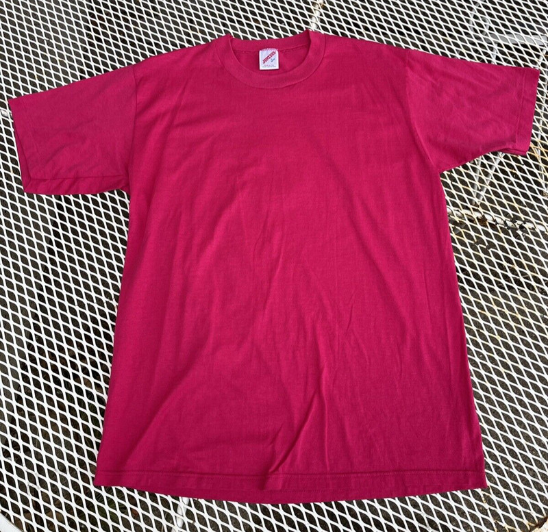 Vintage Jerzees Men's Large Red-Pink Blank Plain T-Shirt USA Made 90s used