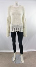 NWT Stradivarius Women's Ivory Dropped Shoulder Crochet Pullover Sweater M OS441