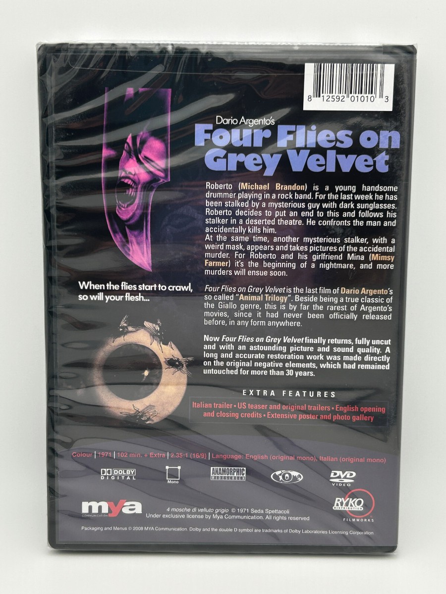 Four Flies on Grey Velvet (1971) DVD Dario Argento Animal Trilogy