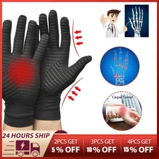 Copper Arthritis Compression Gloves Hand Support Joint Pain Relief Full Finger