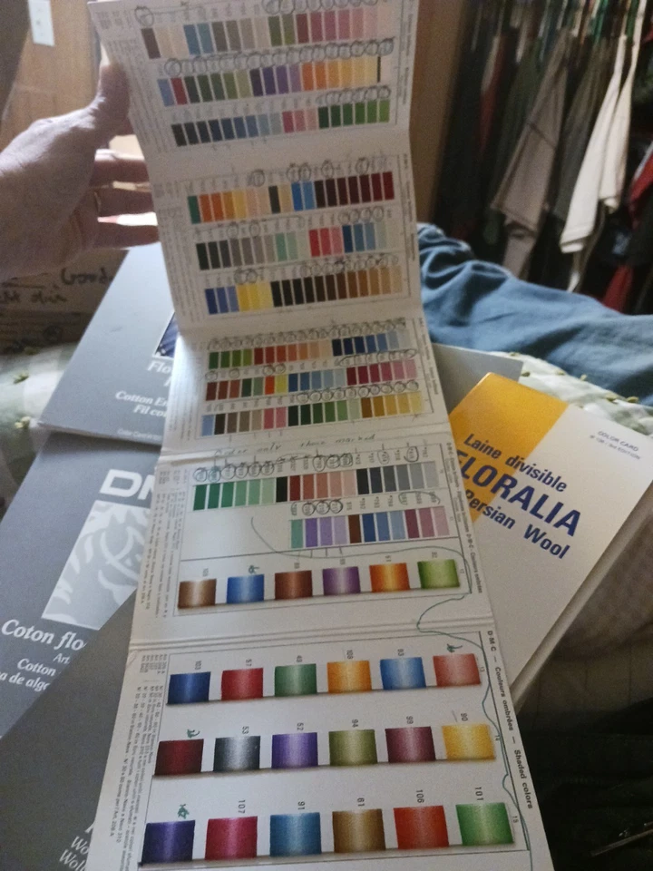 DMC Color Card Lot Vintage 1973~96 Wool Special Cotton Rayon Flower Read Descrip - Image 3 of 4