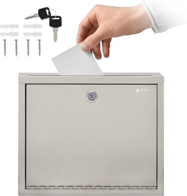 Adir Metal Suggestion Box with Lock and , Wall Mount Deposit Box for Payments an