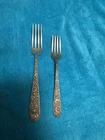 2 Vintage S Kirk & Son Sterling Silver Floral Repousse Forks