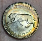 1967 Canada Silver Quarter 25 Cents Uncirculated BU Natural Rainbow Toned Coin