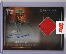 2025 Topps Now Soccer Lamine Yamal Ballon d'Or Carpet Relic Auto Orange 02/25
