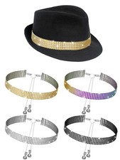 Rhinestone Stretchable Hat Bands for Cowboy Adjustable Bling Hat Belt Jewelry