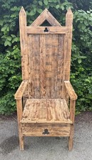Large Rustic Wooden Throne Chair – Handcrafted - 72x29x26 Inches