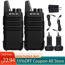 Long Range Walkie Talkie Retevis RT22 FRS Rechargeable USB-C Two Way Radio 2Pack