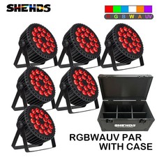 6PCS LED Stage Light 18x18w RGBWA UV Par Lighting DMX DJ Disco With Flightcase