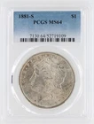 1881-S Morgan Silver Dollar PCGS MS64 S$1 San Francisco Minted No Reserve