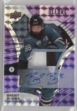 2021-22 Upper Deck Allure Purple Diamond 6/10 Brent Burns #18 Patch Auto 05bx