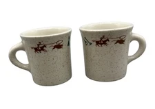 Homer Laughlin Western-cowboy Themed Ceramic Mugs Set 2 handle 4.25x3.25" READ