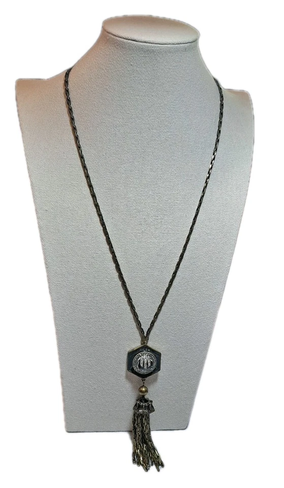 Vtg ART DECO Midnight Moon Lulu Frost for J Crew Statement Necklace Sparkle 26" - Image 4 of 4