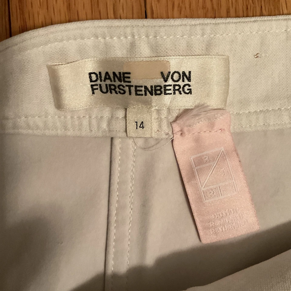 Diane Von Furstenberg Mujer’s Marfil Mini Cremallera Frontal Línea A Falda Elástica Talla 14 Foto 4 de 4