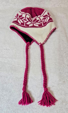 Columbia Omni-Heat Unisex Knit Beanie Ear Flap Hat Maroon Ivory O/S