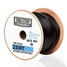 16/2 Low Voltage Landscape Wire, 250 Ft, Black Outdoor 16/2 Gauge