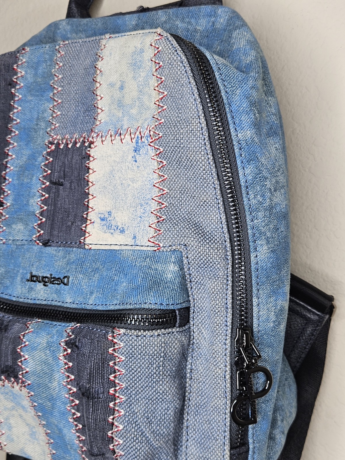 Desigual Denim Patchwork Stitched Backpack Design… - image 5
