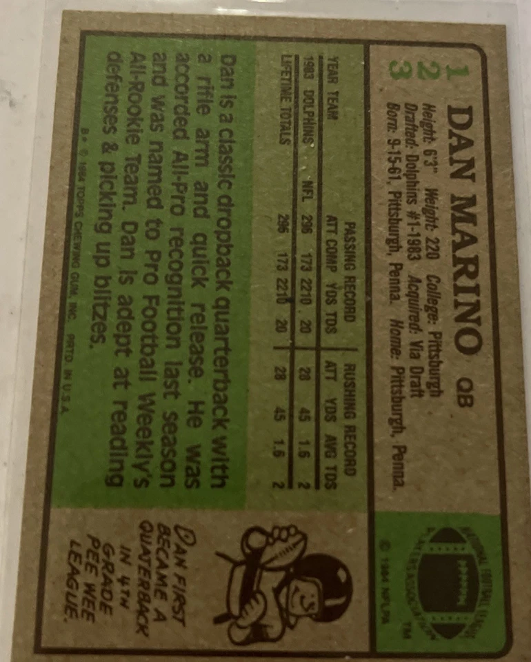 1984 Topps - Dan Marino #123 (RC) Foto 2 de 2