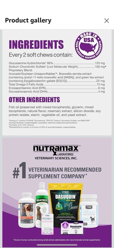 Suplementos para la salud articular Nutramax Dasuquin para gatos de todos los tamaños 84 masticables suaves Foto 3 de 4