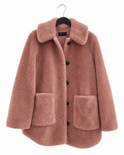 Abrigo M&S Marks & Spencer Mujer Teddy Borg Rosa Polvoriento Talla 14 EE. UU. 10 NUEVO SIN ETIQUETAS
