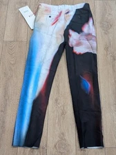 $1690 Mens Alexander McQueen "Cigarette" Viscose Trousers Black/Multi 50 US 34