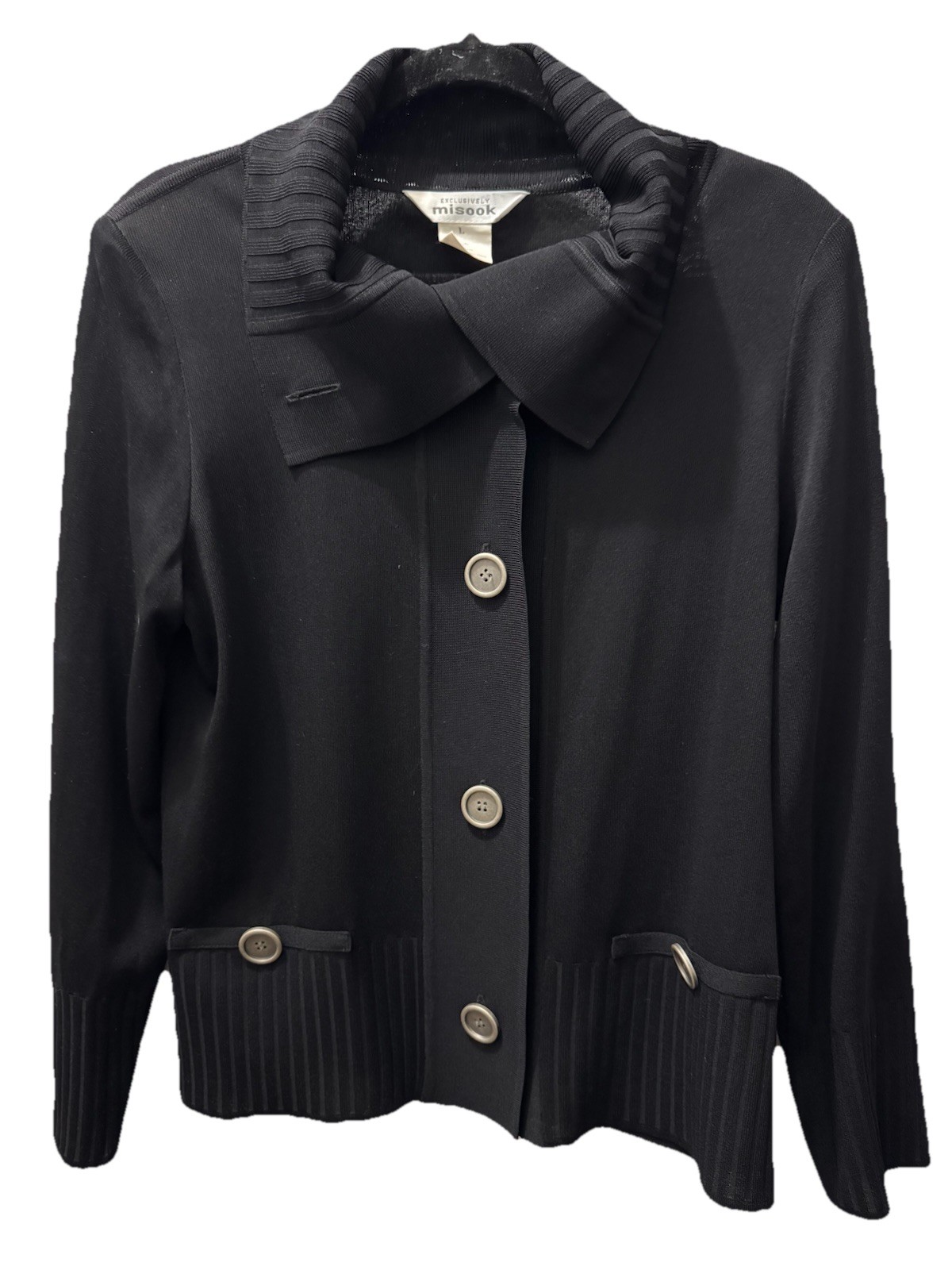Exclusively Misook Ribbed Black Jacket  Cardigan … - image 4