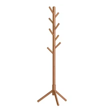 Solid Wood Coat Rack, Free Standing Tree-Shaped Coat Rack with 8 Hooks, 3 Hei...