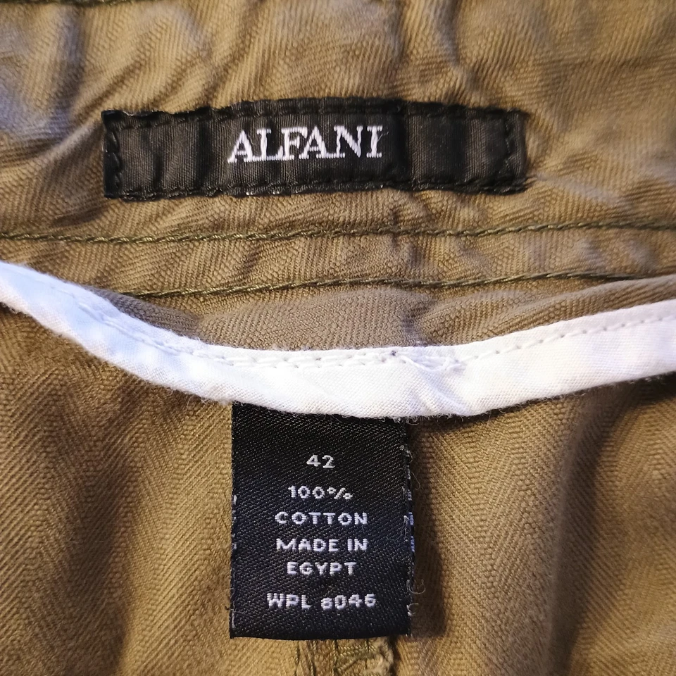 Pantalones Cortos Carga Alfani Hombres W42 Verde Ejército 6 Bolsillos 100% Algodón Utilitario Foto 3 de 4
