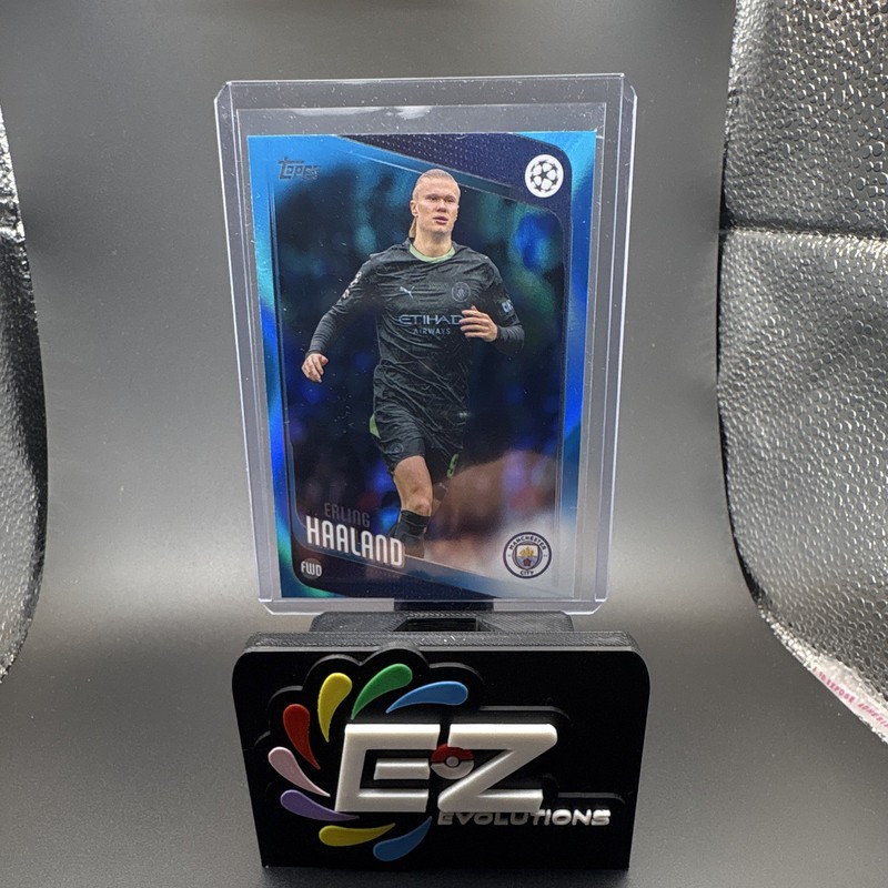 Topps 2025-26 UEFA Club Competitions Erling Haaland #181 Man City Blue Refractor
