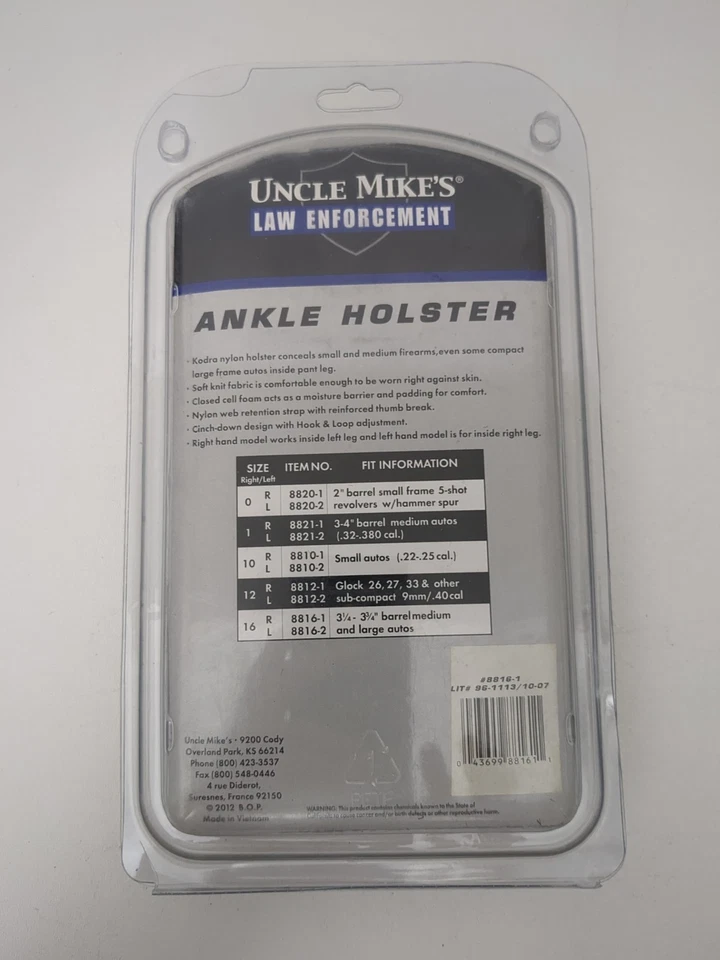 New Uncle Mike's Law Enforcement Ankle Holster Size 16 8816-1 RH - Image 2 of 4