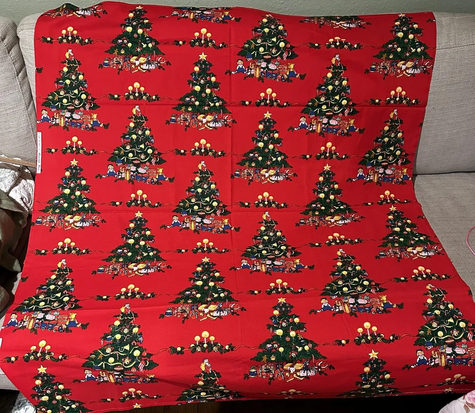 Nicole DeLeon Alexander Henry CHRISTMAS TREE Cotton Fabric 43”x48”TABLECLOTH Top - Image 3 of 4