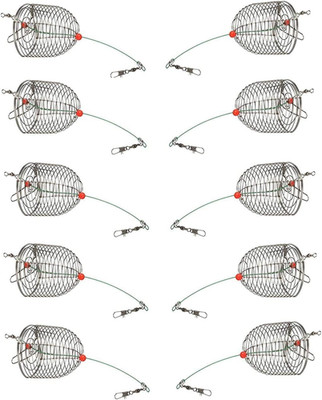 10Pcs/Pk Carp Fishing Bait Trap Cage Feeder Basket Holder Small Silver