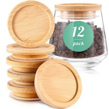 Juego de tapas para tarros de yogur de madera bambú con anillos sellado silicona