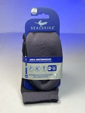 SEALSKINZ Unisex 100% Waterproof Cold Weather Mid Length Socks Black/Grey Size L