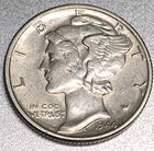 1944 -P Mercury Dime 10c UNC 90% Silver - 1828