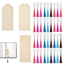 36Pcs Blank Wooden Bookmarks w/ Tassel Unfinished Tag Label Book Marker for DIY