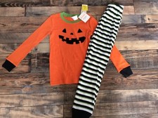 Gymboree Orange Black Halloween Pumpkin Jack O Lantern Boys Pjs NWT Size 12-18 M