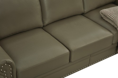 Classic Faux Leather Sofa Upholstered Couch with Nailhead Trim Removable Cushion - Picture 49 of 206